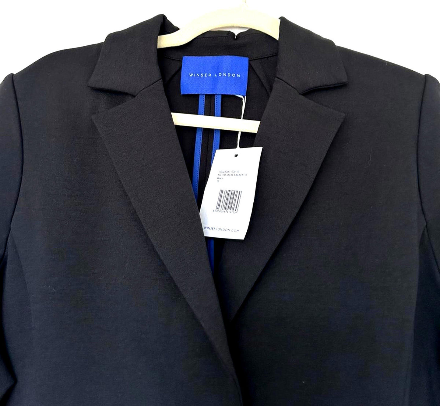 WINSER LONDON Jacket 16 Black Fitted Style Short Button Fastening Pockets BNWT