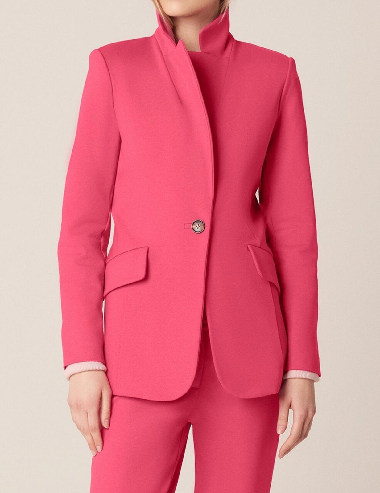 WINSER LONDON Jacket 12 Pink Buttons Ponte di Roma Long Sleeves Pockets BNWT