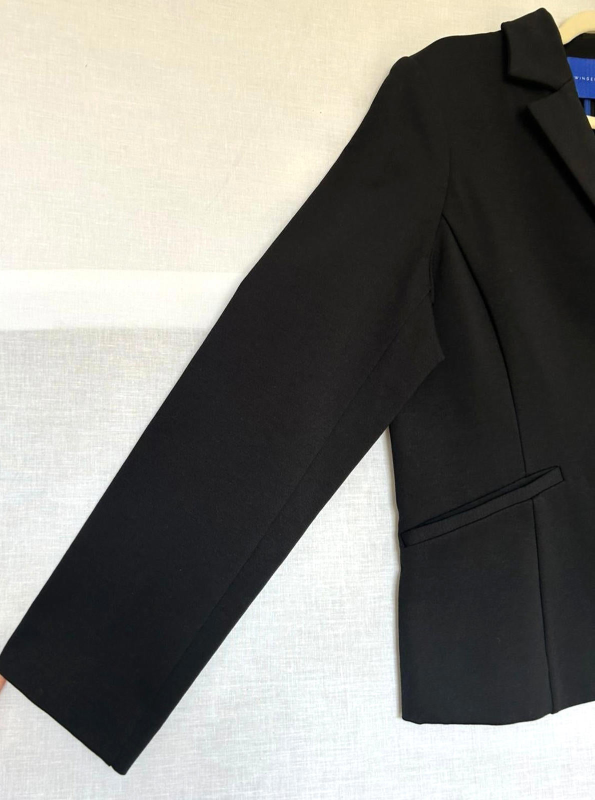 WINSER LONDON Jacket 16 Black Fitted Style Short Button Fastening Pockets BNWT