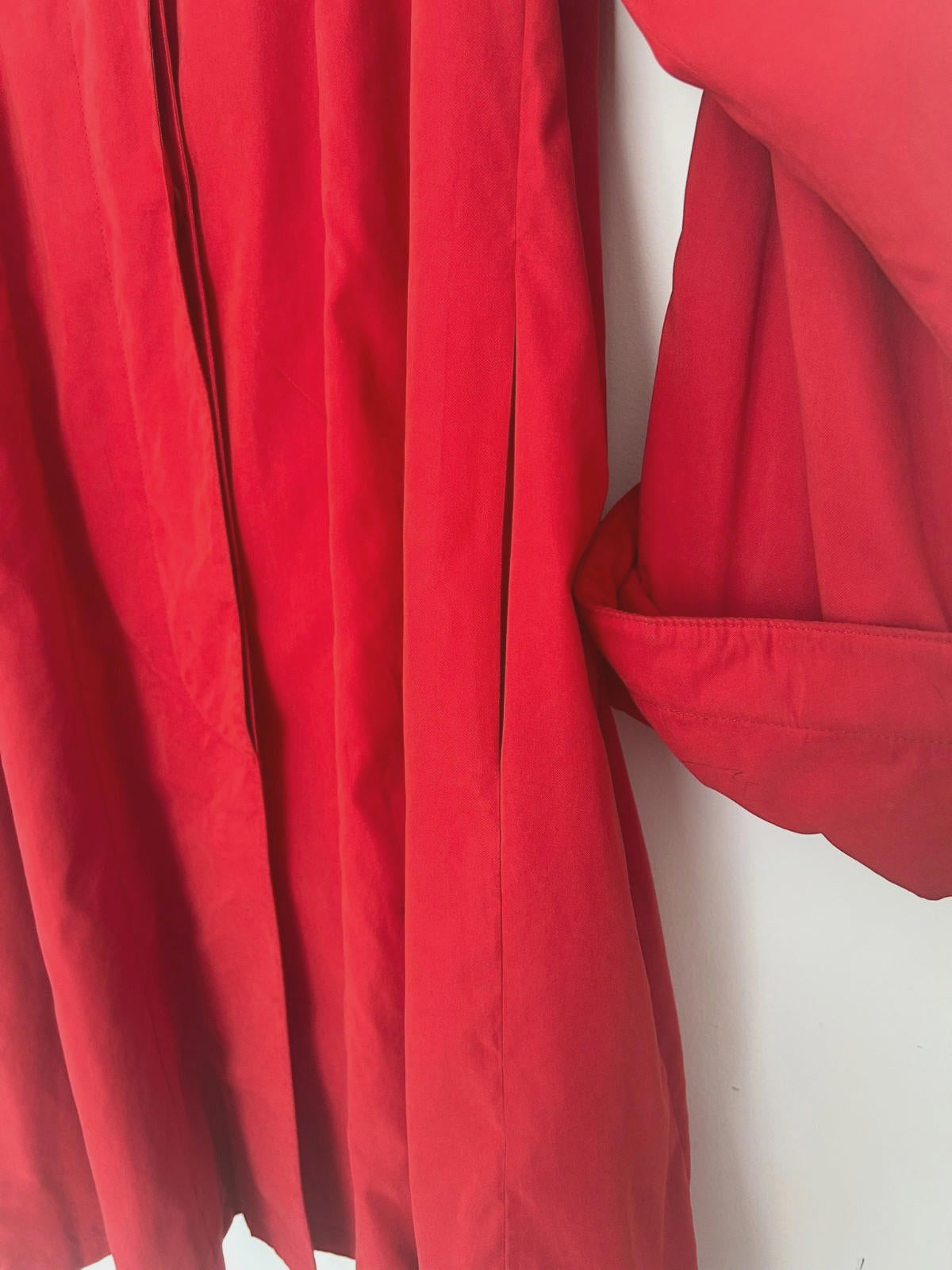 Trench Coat 14 Red Padded Collar & Cuffs Button Through Lined Long Sleeves