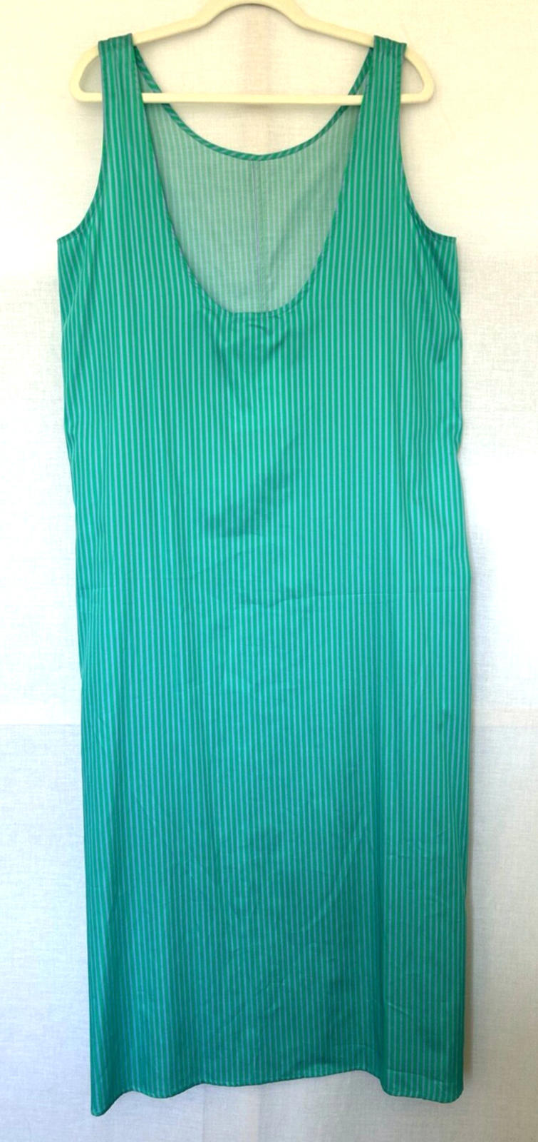 WINSER LONDON Dress L Blue & Green Cotton Striped A-Line Sleeveless BNWT