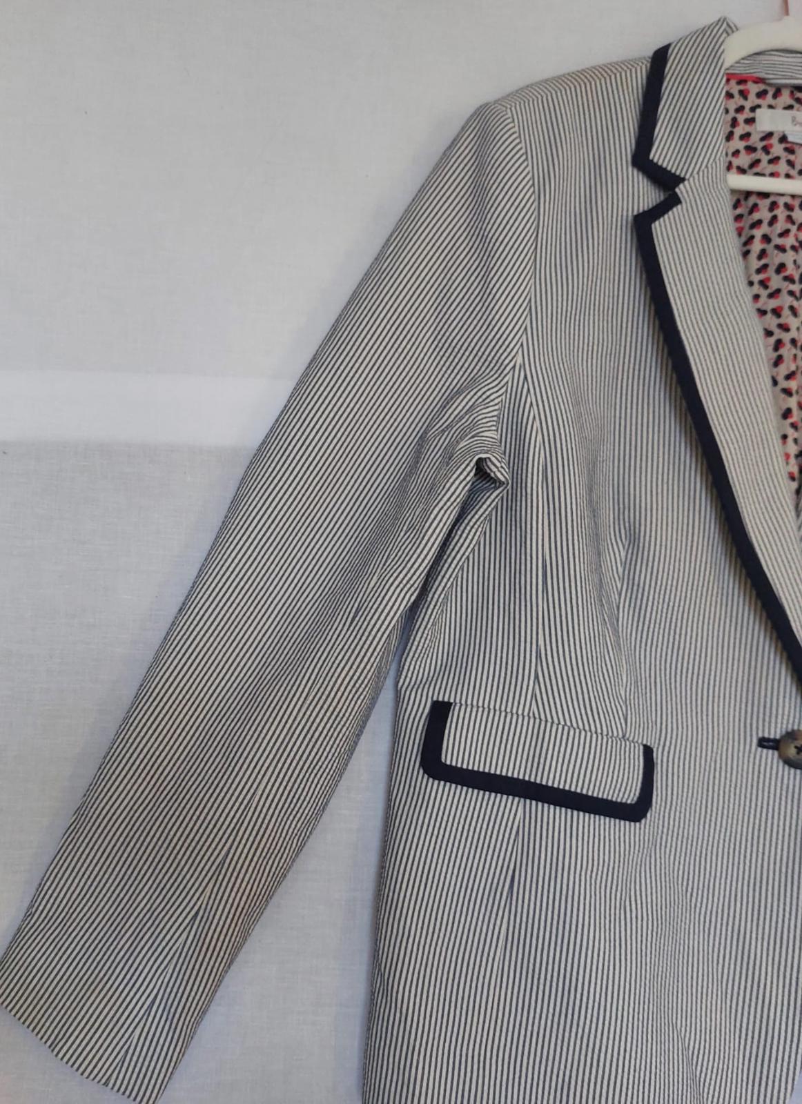 BODEN Jacket 22 Navy & White Stripe 100% Cotton Pockets Lined