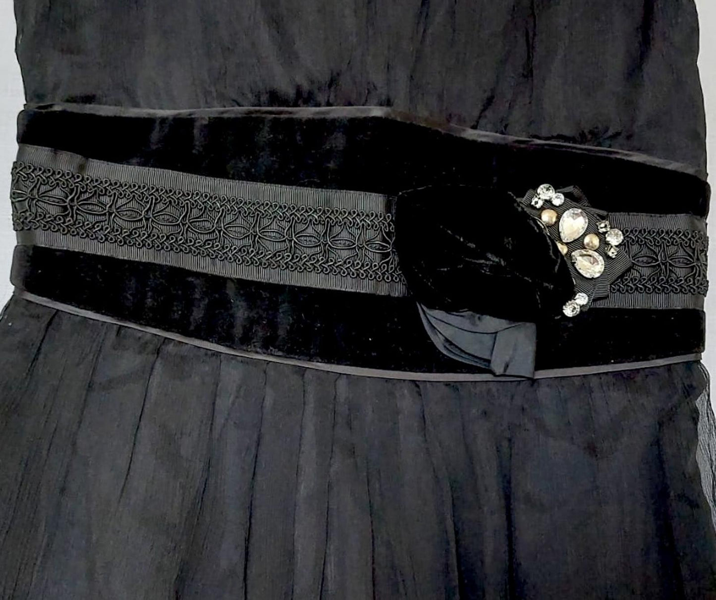 Zara Evening Dress Black Medium Silk Velvet Lined Midi Length