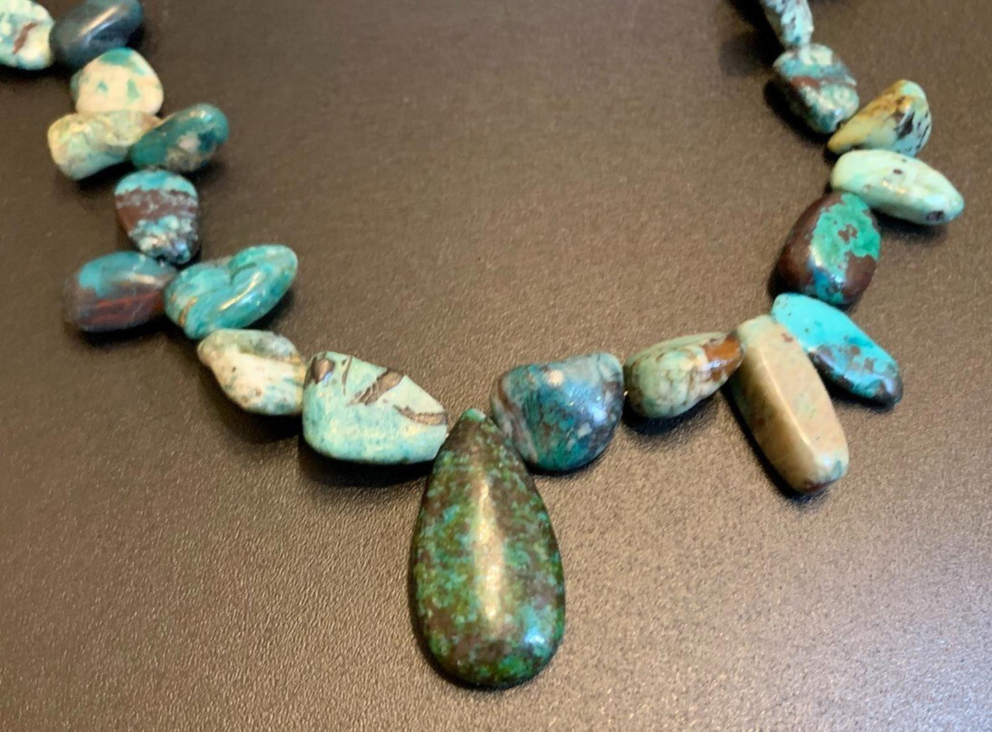 Necklace Chrysocolla Silver Toggle Boho  22 ins