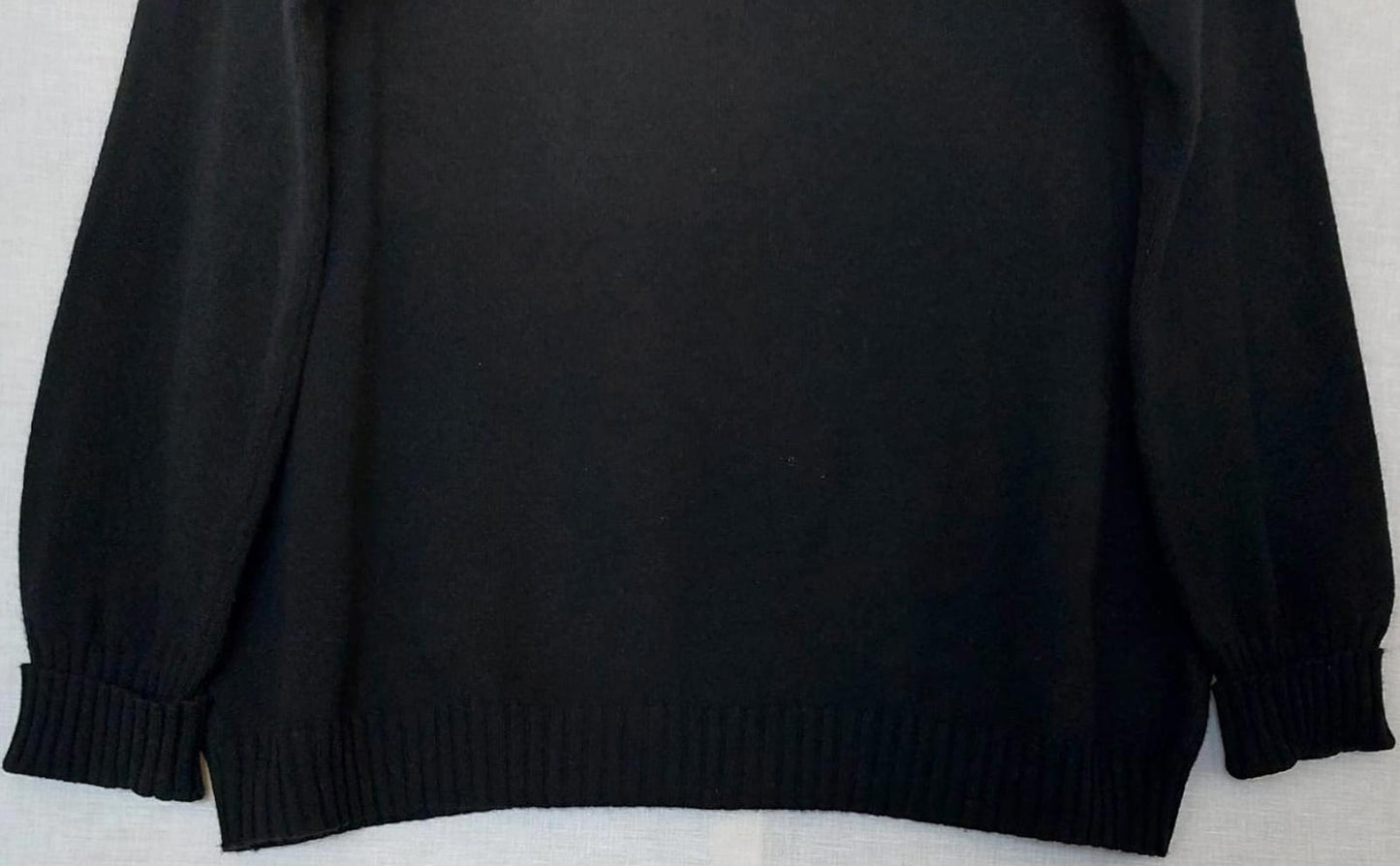 WINSER LONDON Large Black 100% Cashmere Jumper Ribbed Collar Cuffs & Hem