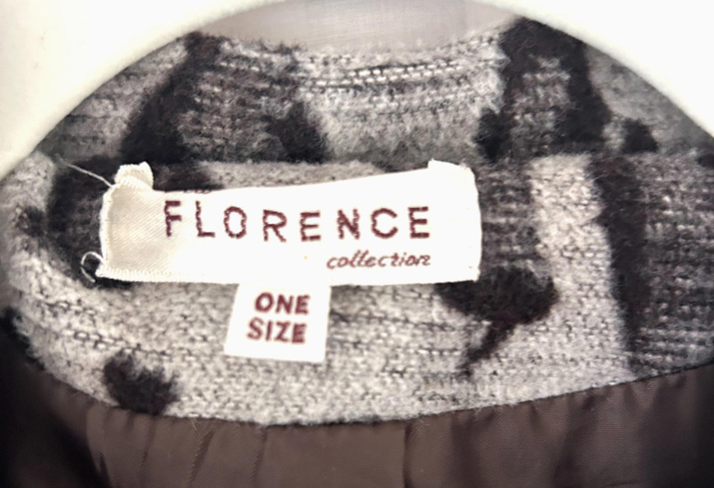 Coat Jacket L/XL Grey & Black Wool Blend Fabric Buttons Pockets