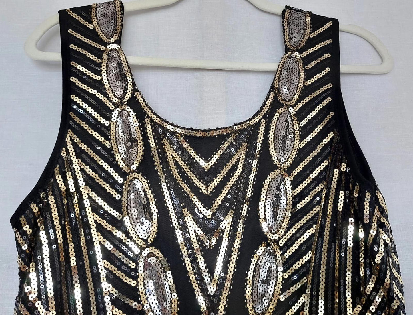 Evening Dress Medium Gold & Silver Sequins Charleston Style Beautiful BNWOT