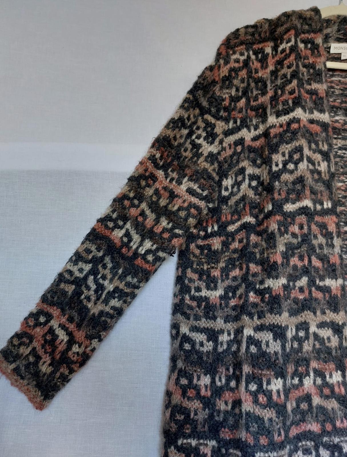 MONSOON XL Coatigan Pink Charcoal Pockets Long Sleeves Edge to Edge Style