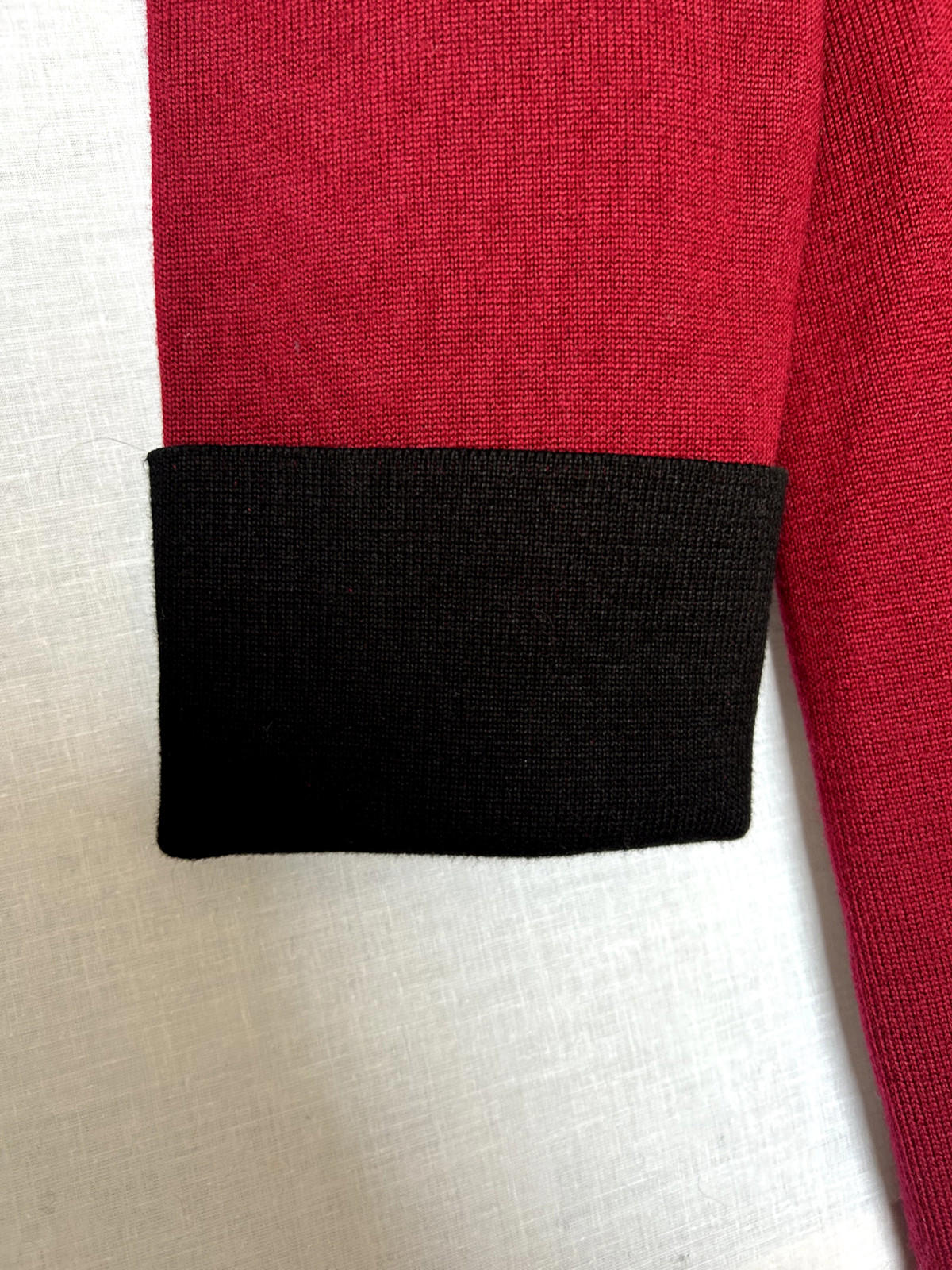 WINSER LONDON Coatigan Large Burgundy & Black Wool Blend Pockets Knitted BNWT