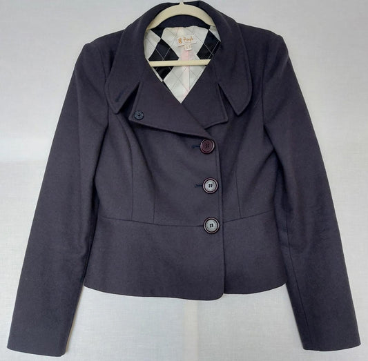 PRINGLE of SCOTLAND Jacket 12 Blue Wool Blend Lined Buttons