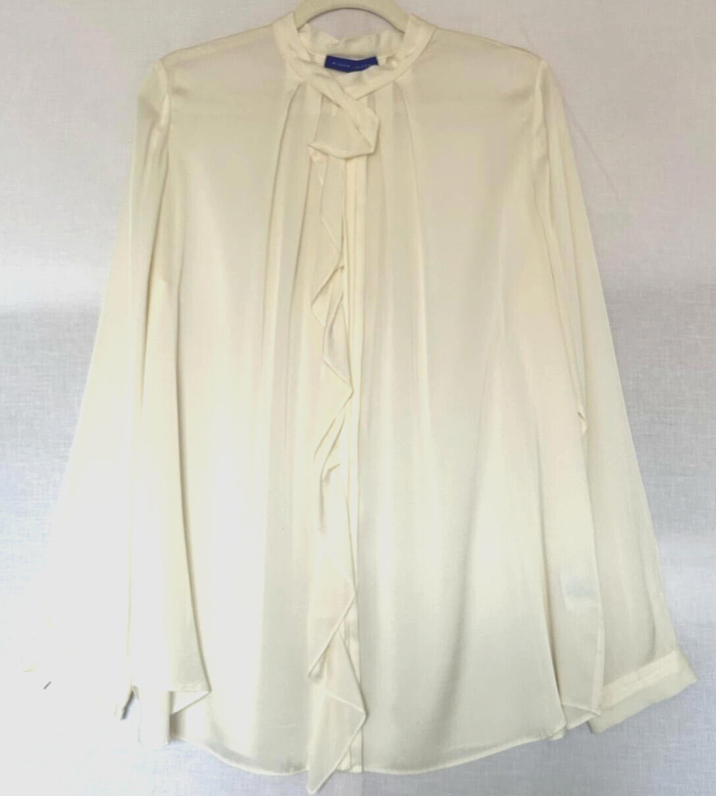 WINSER LONDON Blouse 16 Ivory Silk Ruffle Long Sleeves