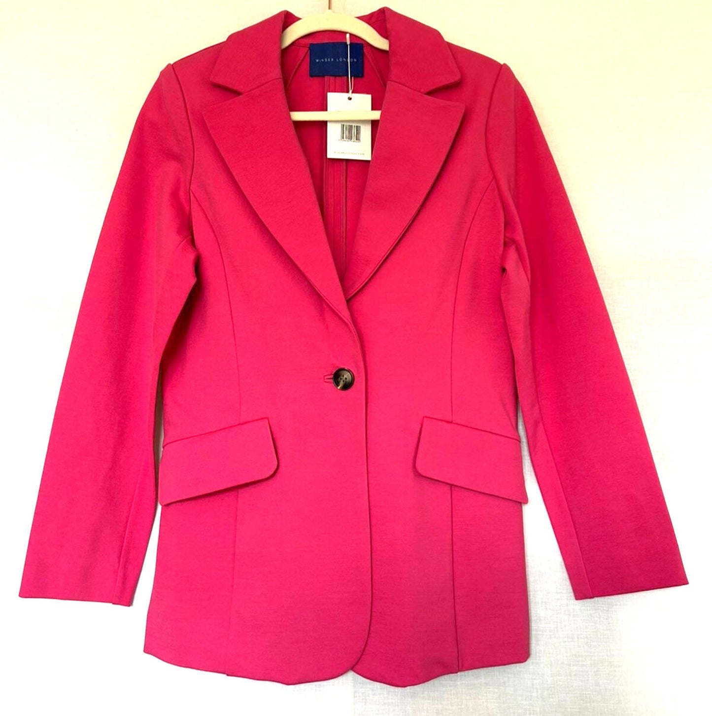 WINSER LONDON Jacket 12 Pink Buttons Ponte di Roma Long Sleeves Pockets BNWT