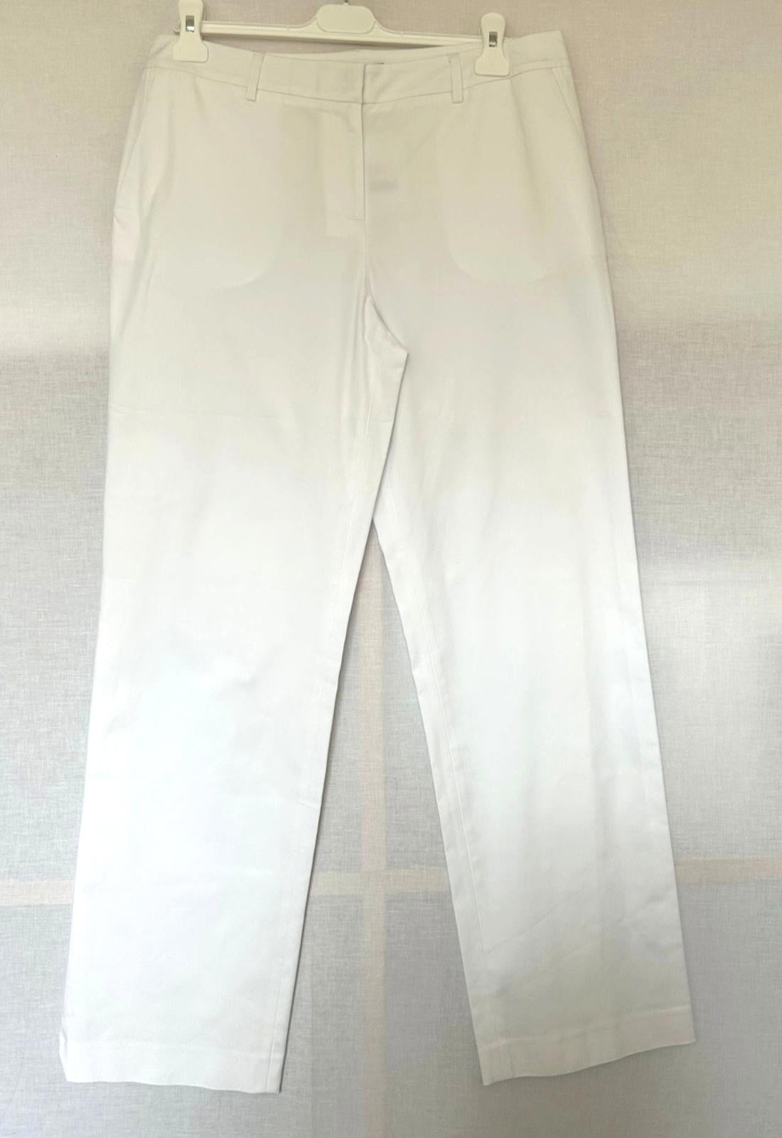 WINSER LONDON Trousers 14 White Cotton Twill Straight Leg Boyfriend Style BNWT