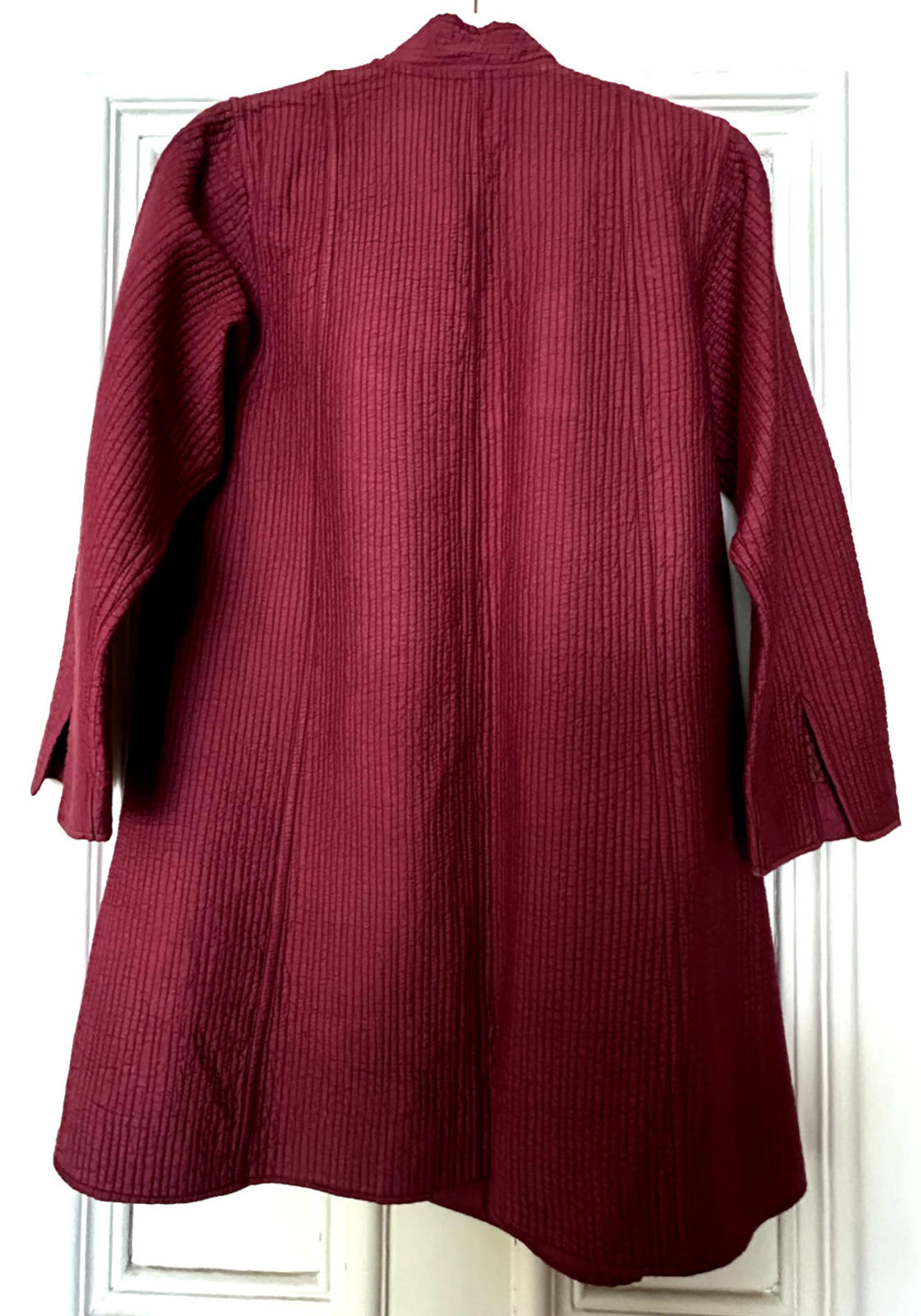 Quilted Jacket Coat S/M Cotton Raspberry Long Sleeve Tassel Fastening