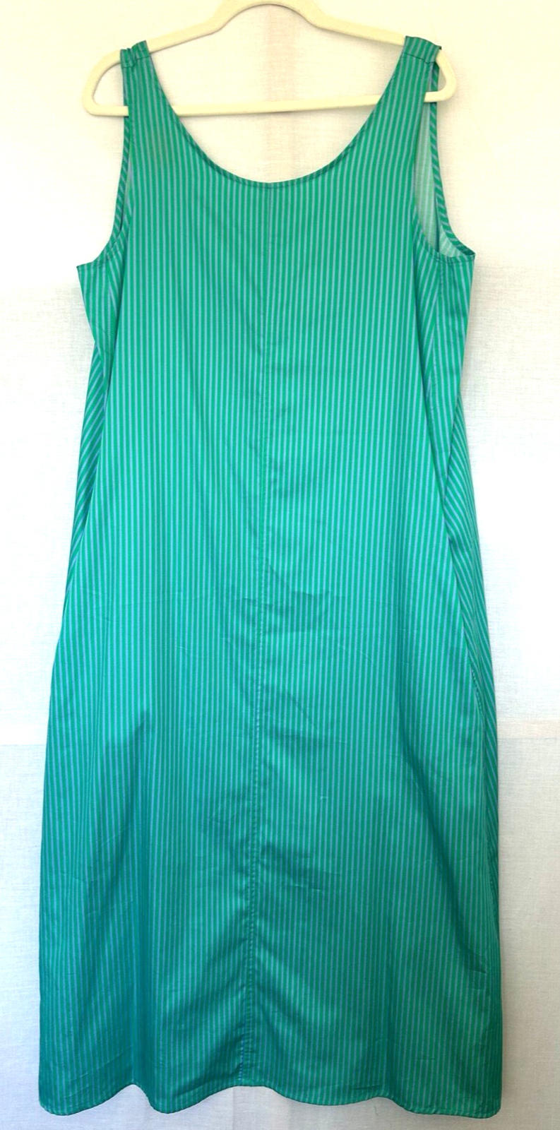 WINSER LONDON Dress L Blue & Green Cotton Striped A-Line Sleeveless BNWT