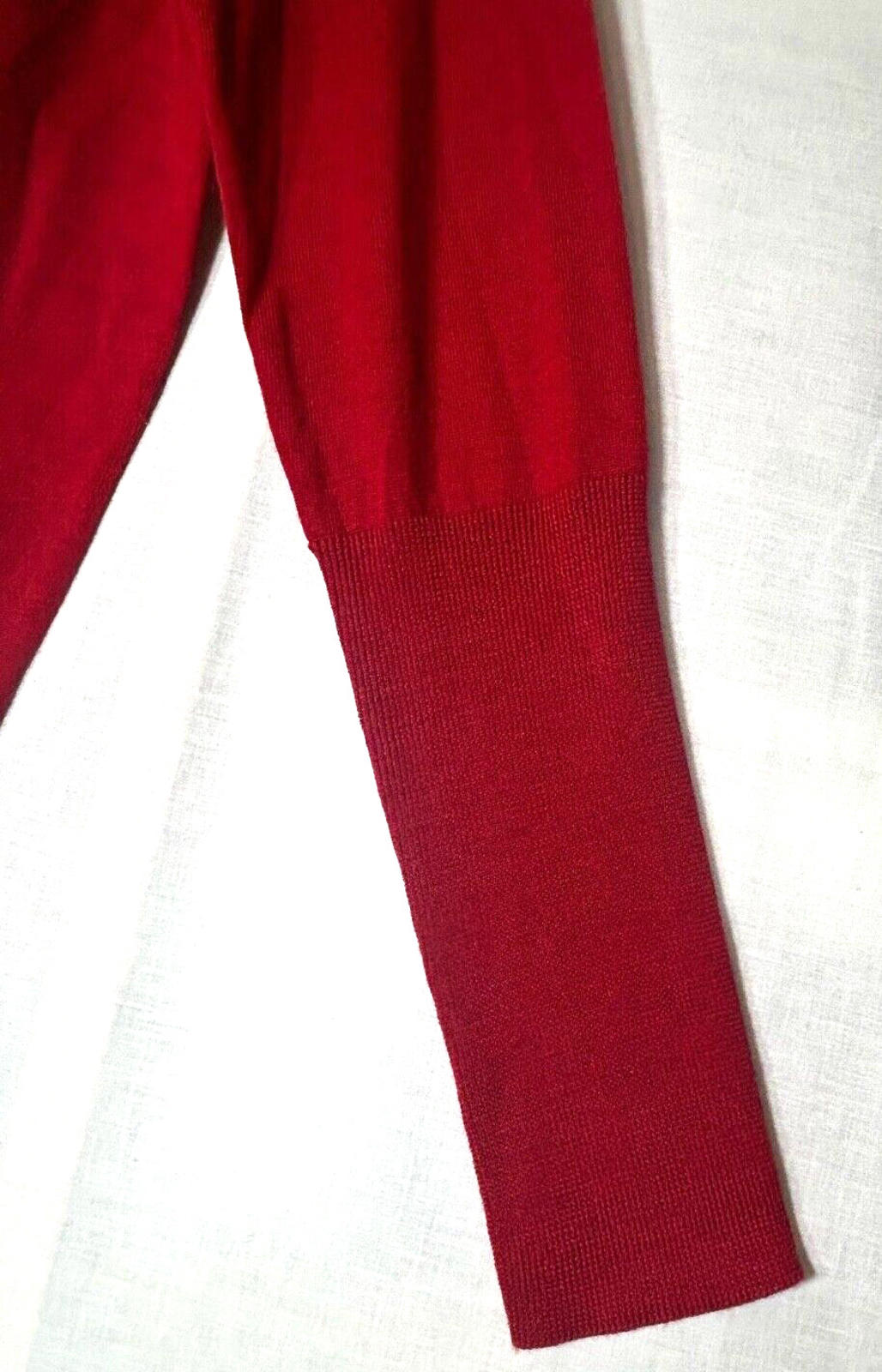 WINSER LONDON Jumper Large Lipstick Red Merino Wool Deep Turnback Cuffs L BNWT