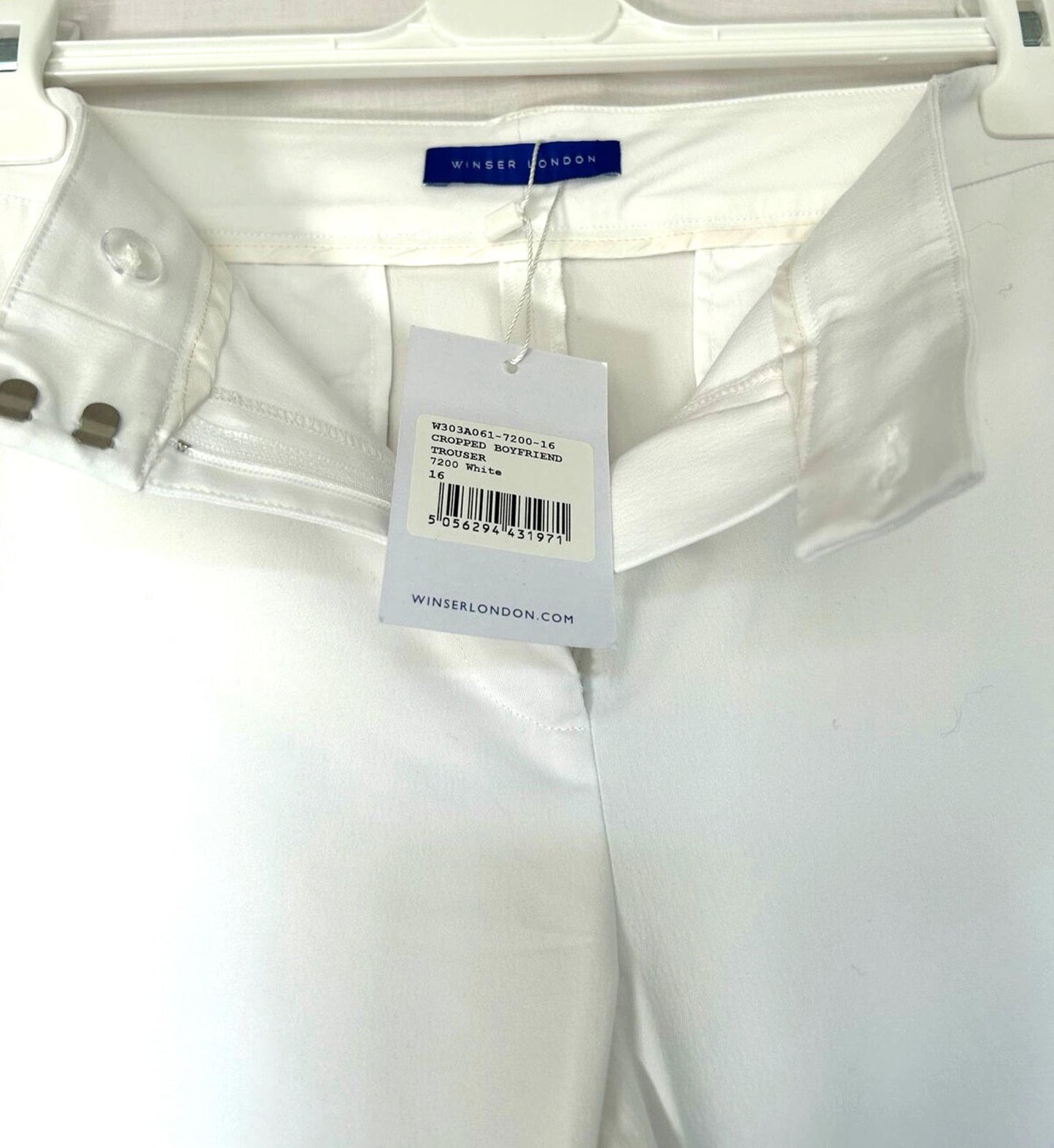 WINSER LONDON Trousers 14 Cotton Cropped Boyfriend Style BNWT