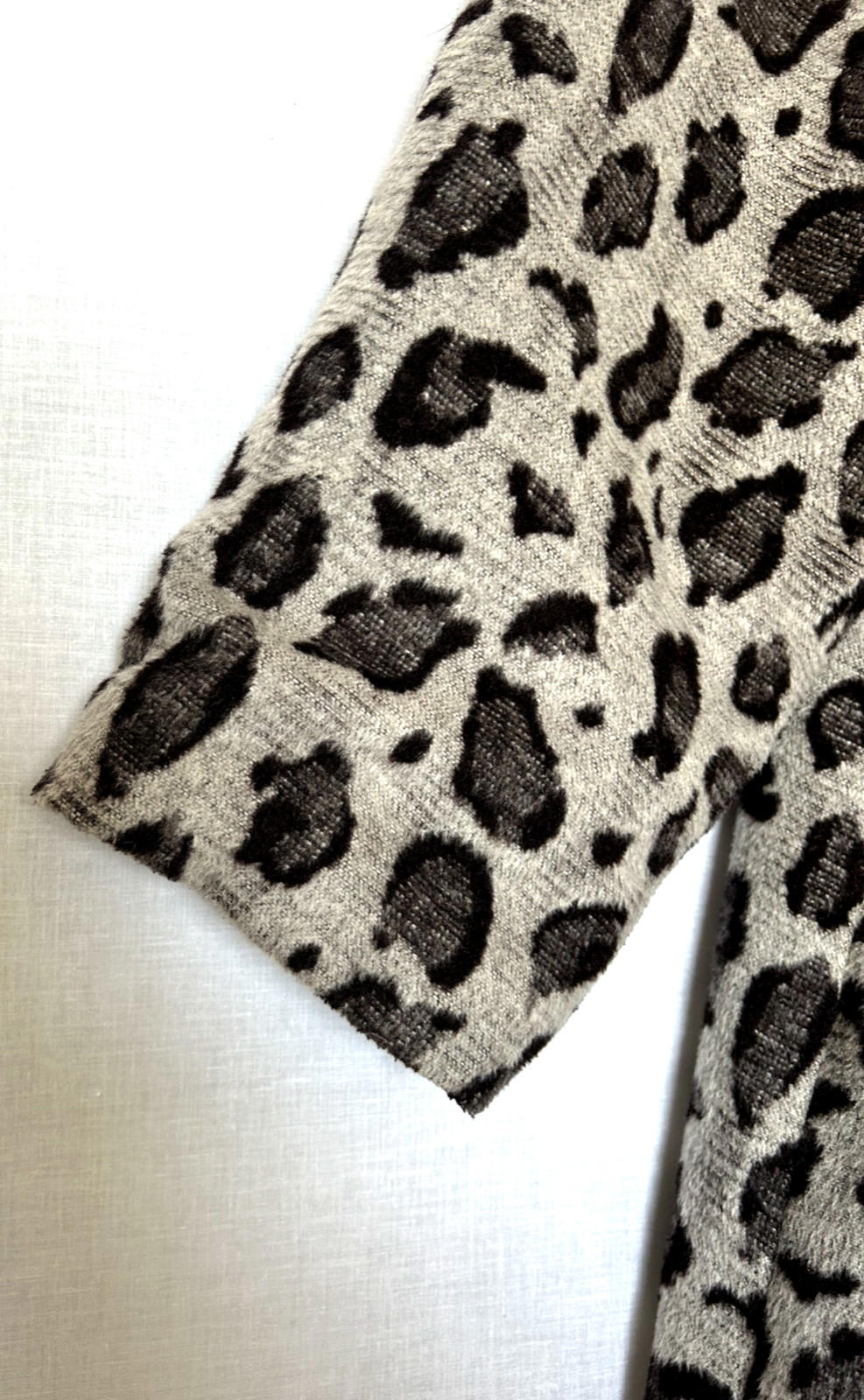 Coat Jacket L/XL Grey & Black Wool Blend Fabric Buttons Pockets