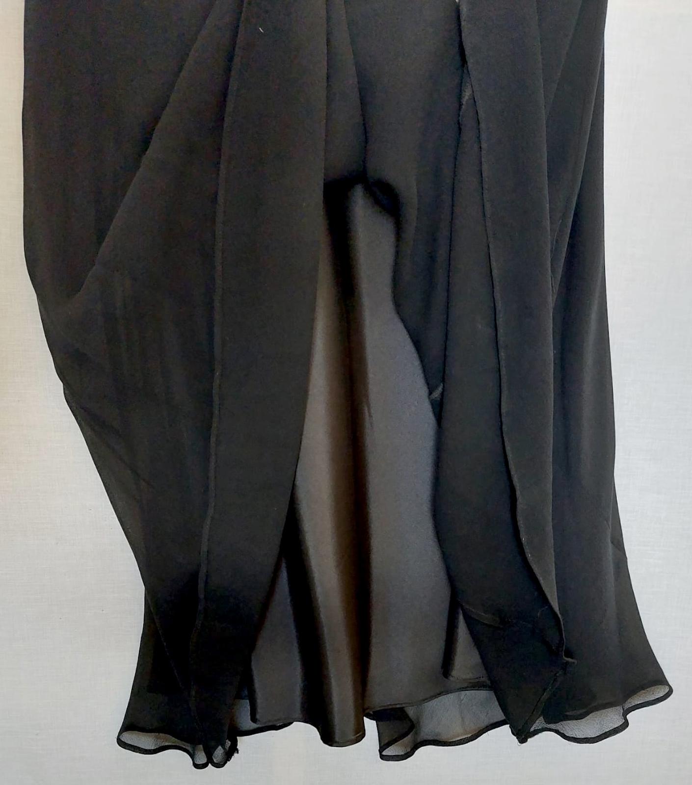 WINDSMOOR Evening Dress 12 Black 100% Silk Mid Length Lined