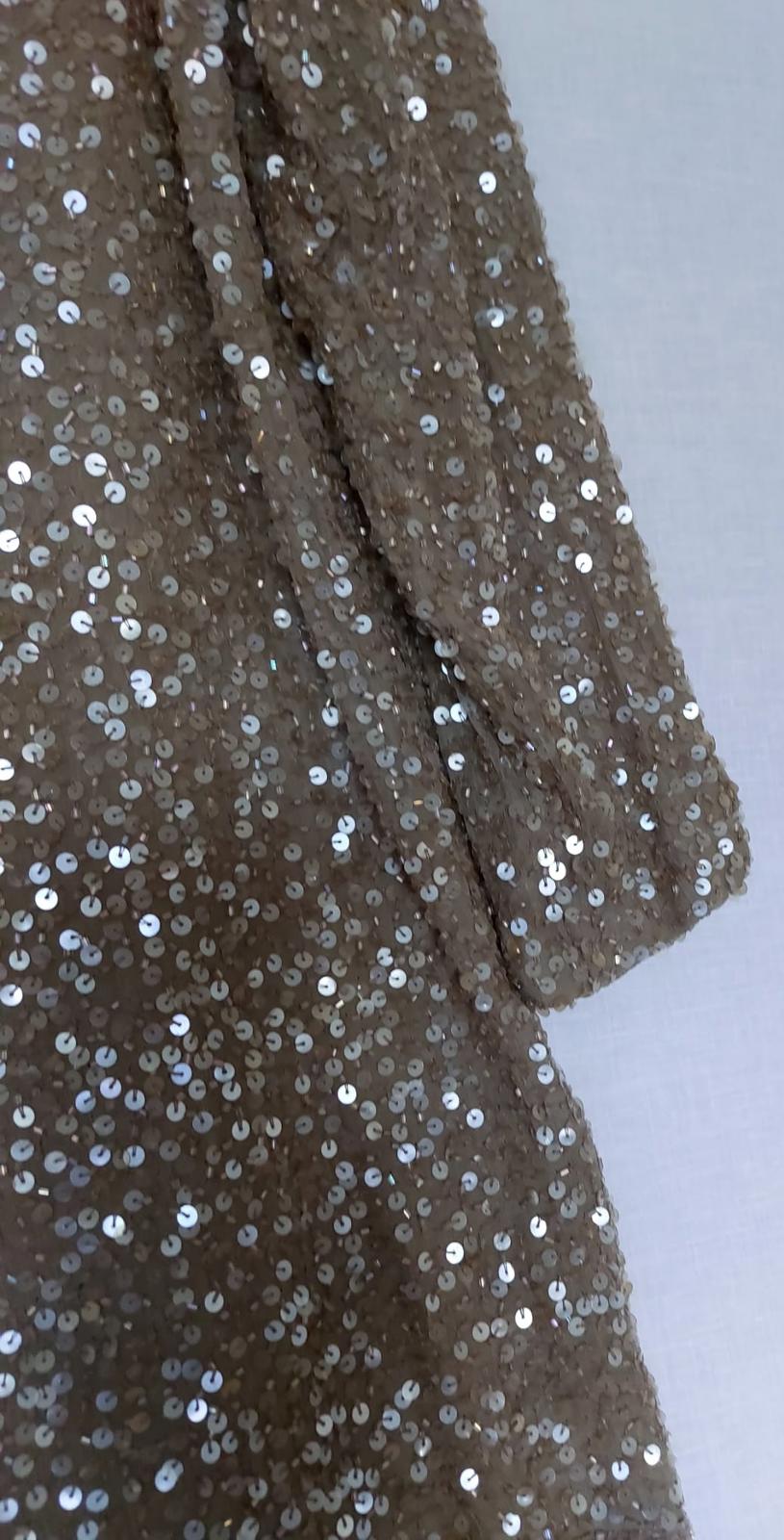 FRANK USHER Evening Jacket S/12 100% Silk Rich Champagne Sequin Bead Lined BNWOT