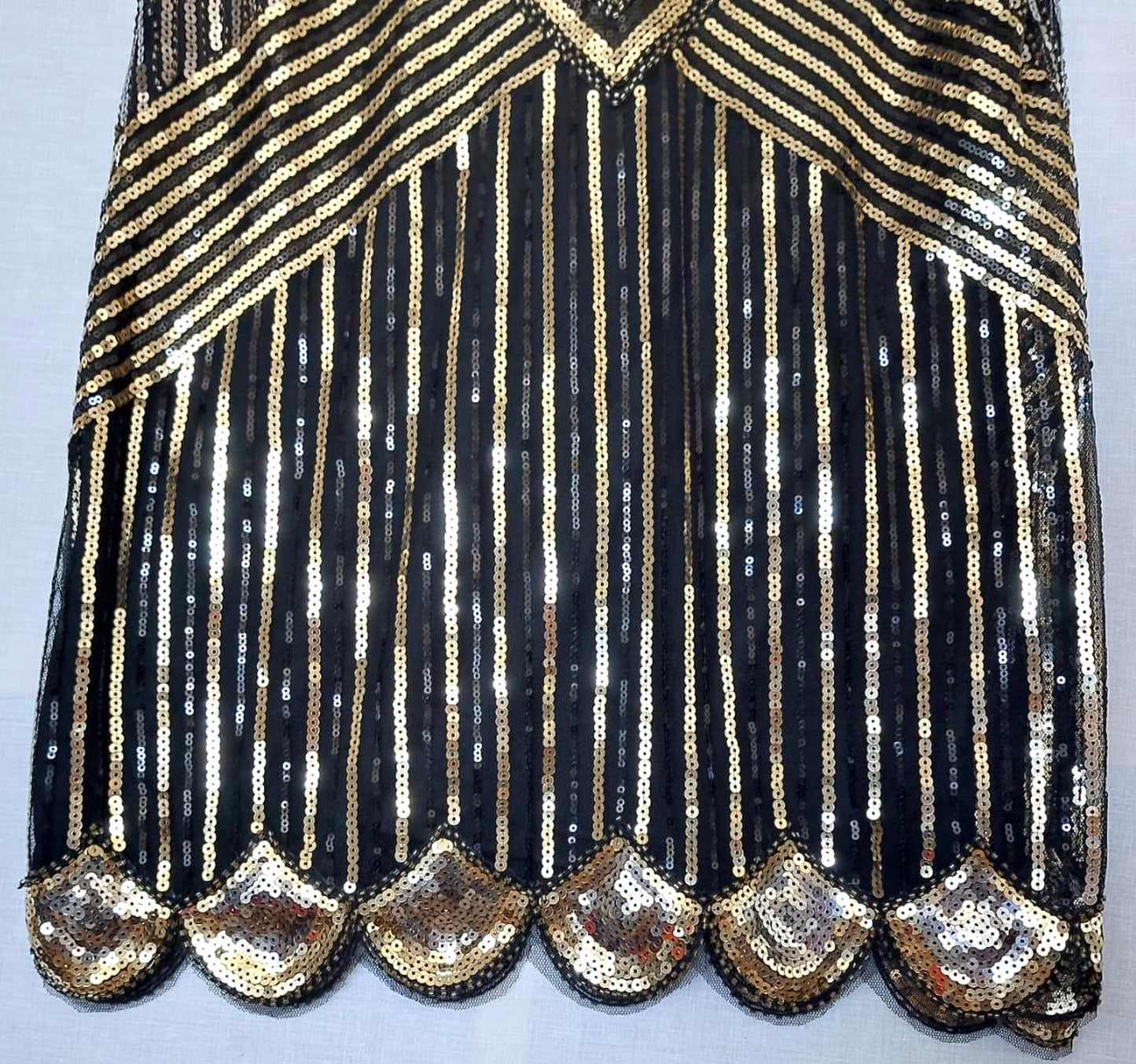 Evening Dress Medium Gold & Silver Sequins Charleston Style Beautiful BNWOT