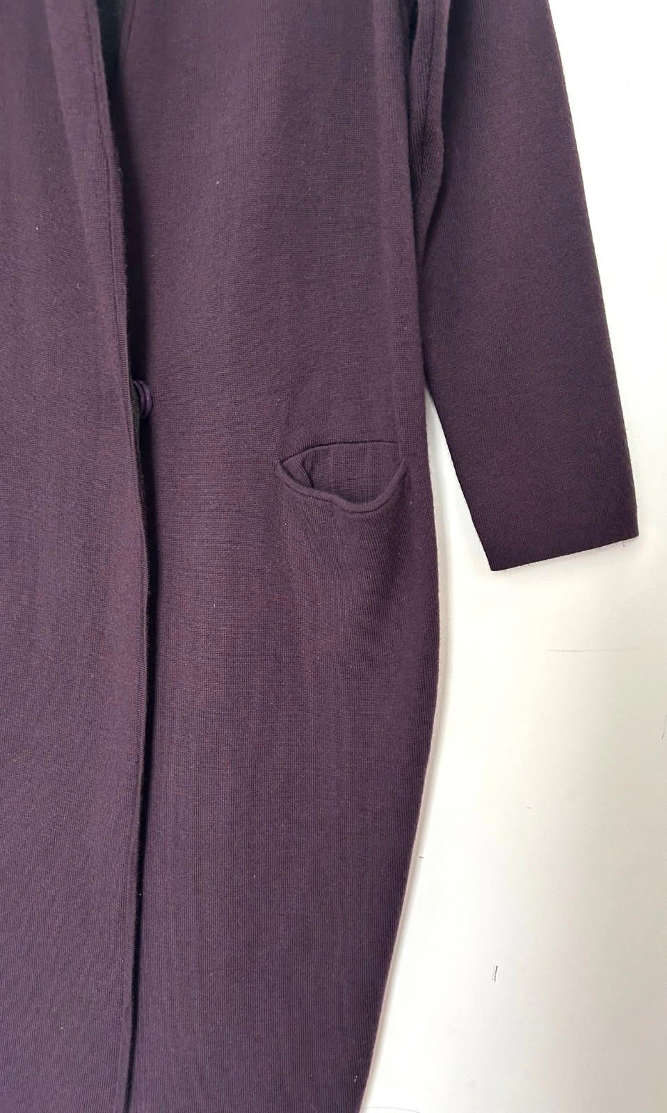 WINSER LONDON Coat Small Deep Purple & Grey Wool Blend Knitted Pockets Lapels