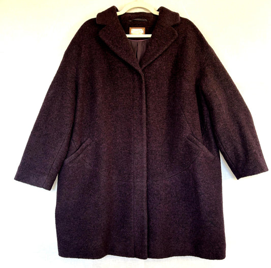 PER UNA Coat 16 Deep Purple Lined Mid-Length Wool Blend Pockets