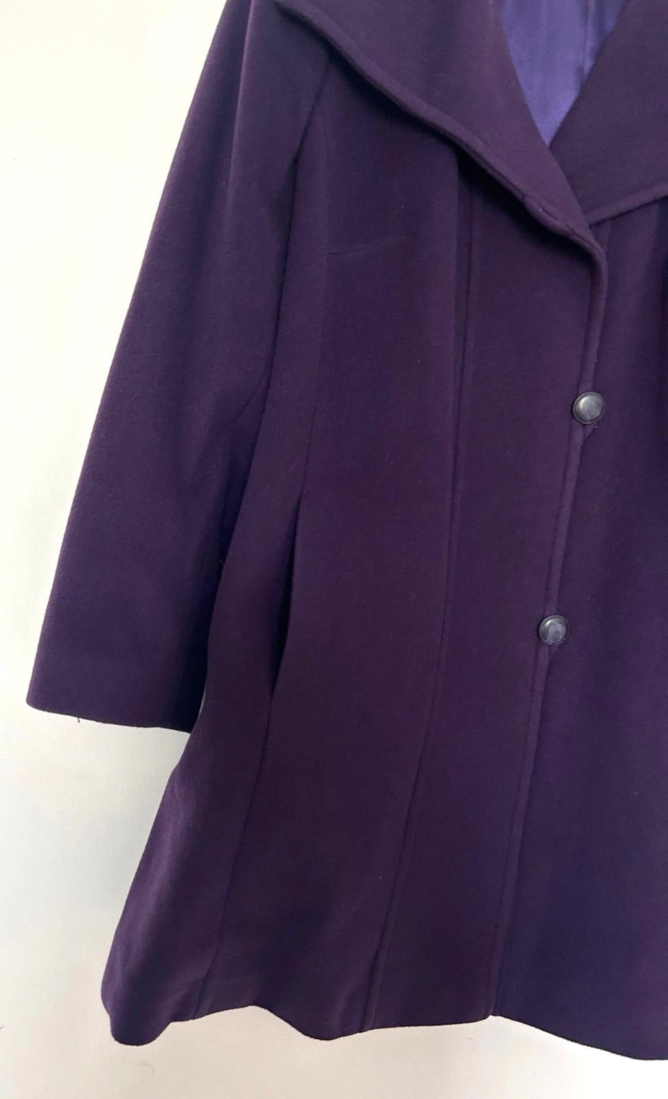 WINDSMOOR Coat 16 Purple Wool Blend Lined Buttons Pockets