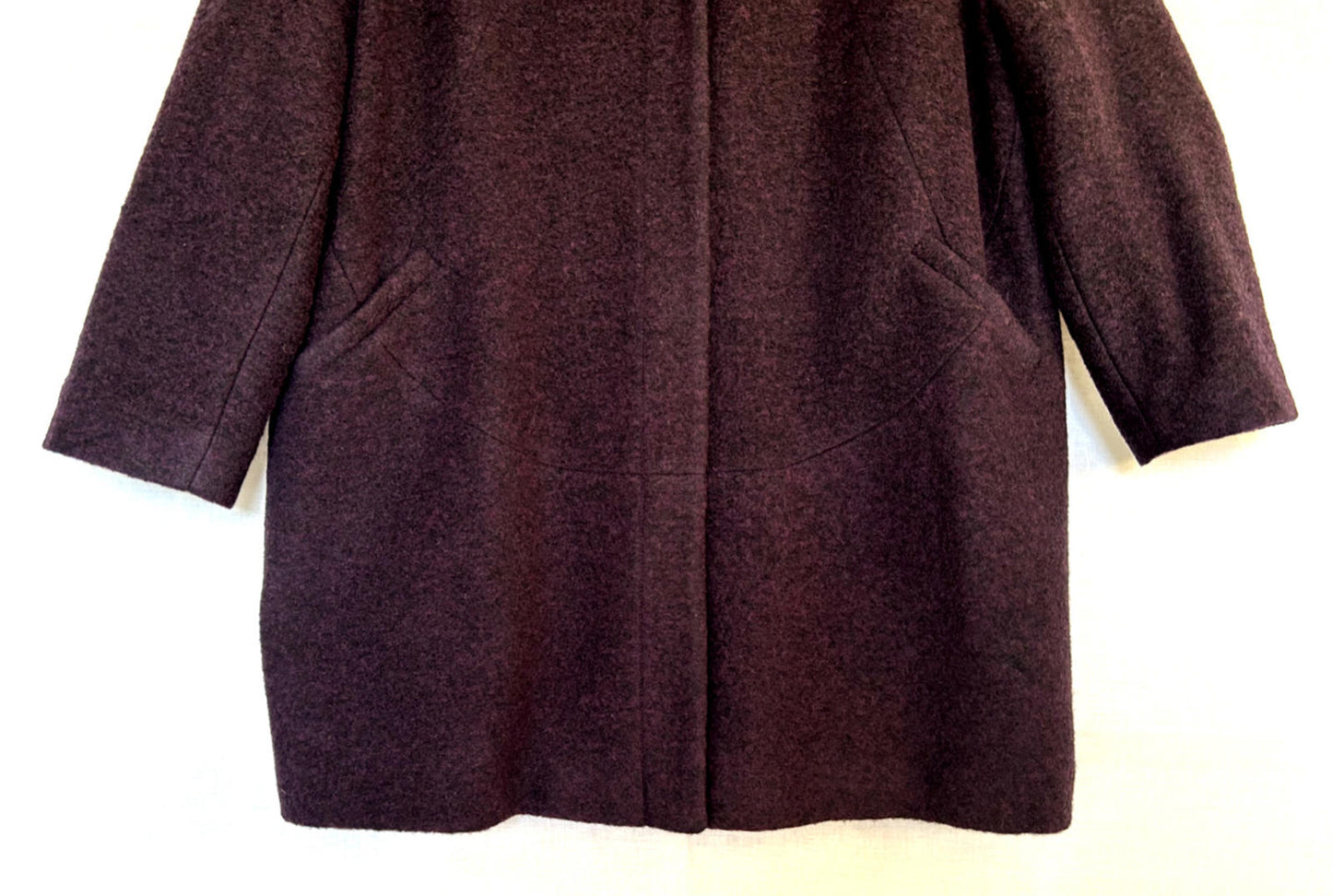 PER UNA Coat 16 Deep Purple Lined Mid-Length Wool Blend Pockets