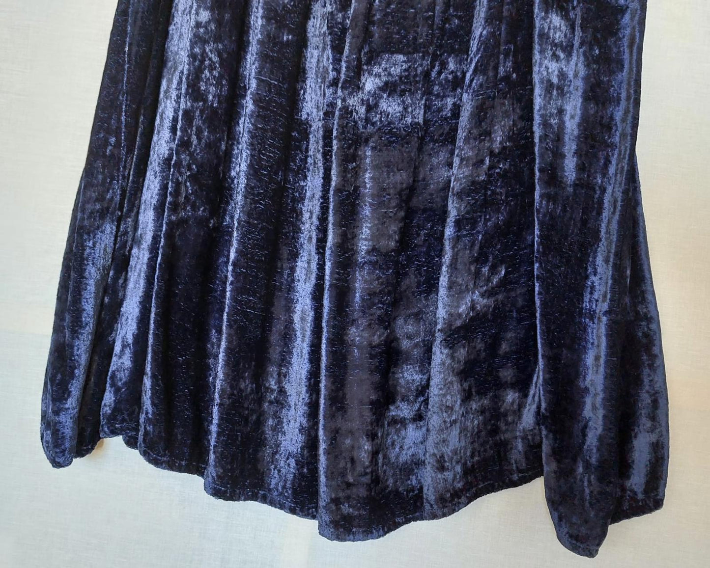 Skirt OS Saphire Blue Crushed Velvet Elasticated Waist Tassel Ties Midaxi Length