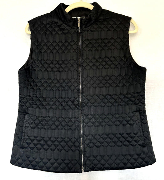 PLANET Gilet Waistcoat 12 Black Quilted Style Pockets Zip Fastening