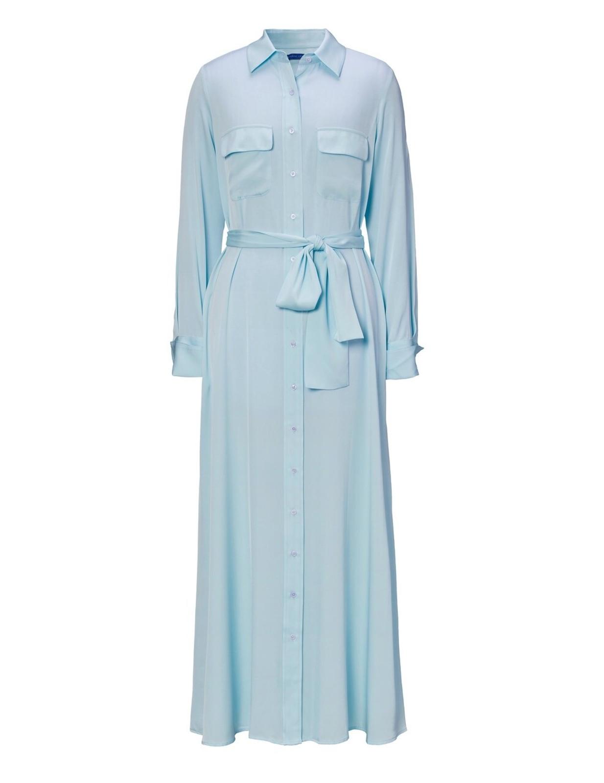 WINSER LONDON Dress Large Soft Blue Silk Maxi Shirt Style Dress BNWT