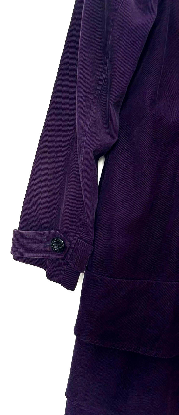 PER UNA Coat 12 Deep Purple Cotton Needle Cord Layered Hemline Lined Pockets