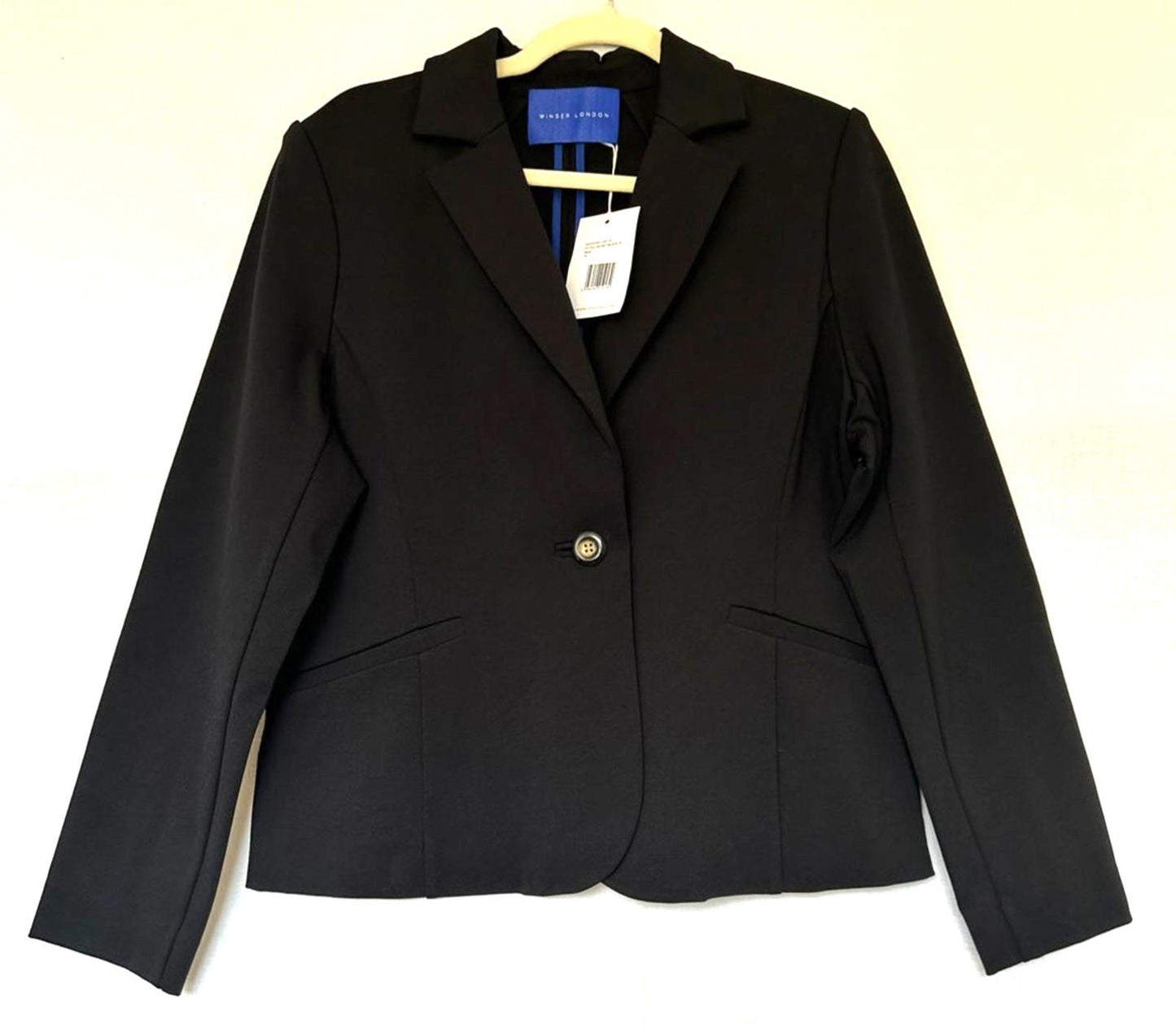 WINSER LONDON Jacket 16 Black Fitted Style Short Button Fastening Pockets BNWT