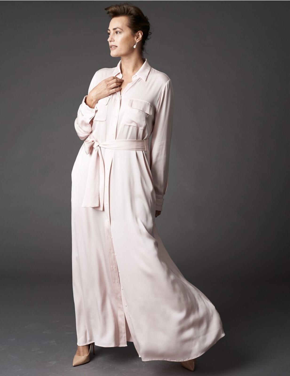 WINSER LONDON Dress Large Soft Blue Silk Maxi Shirt Style Dress BNWT