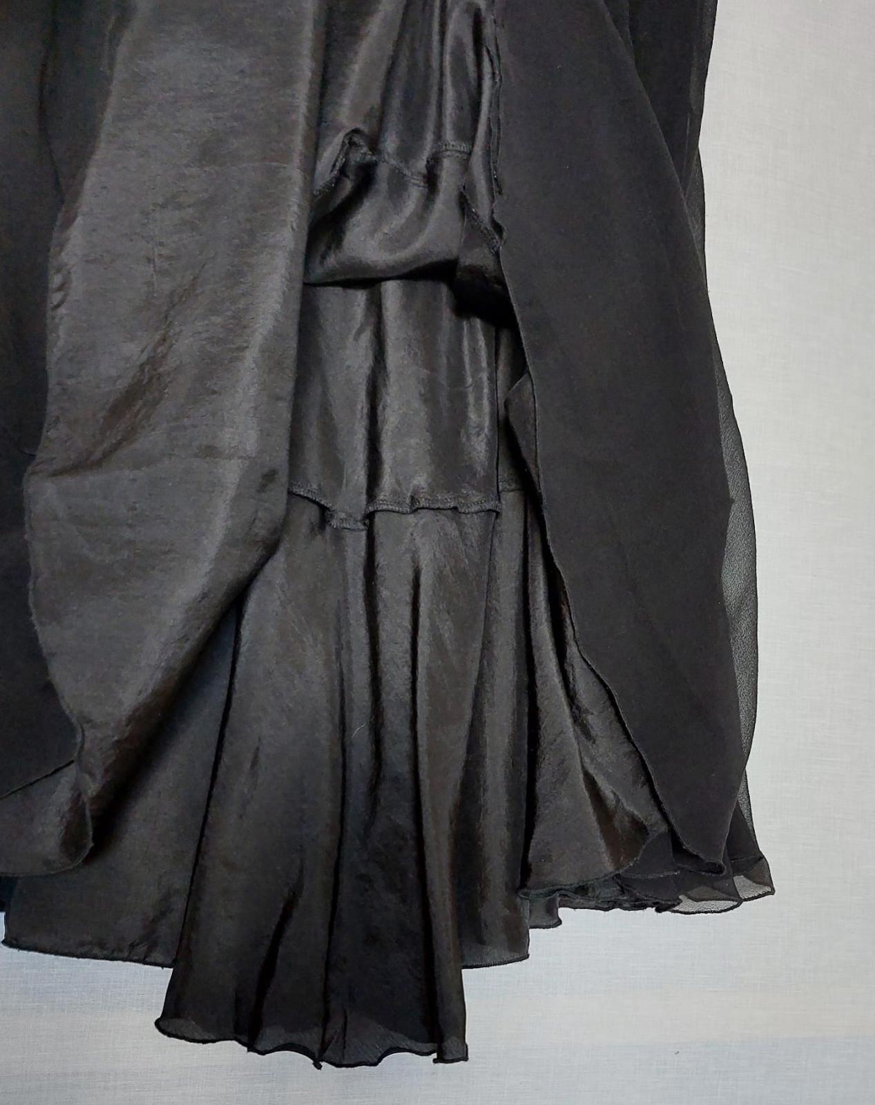 JIGSAW Skirt 16 Black 100% Silk Lined Frill Beautiful