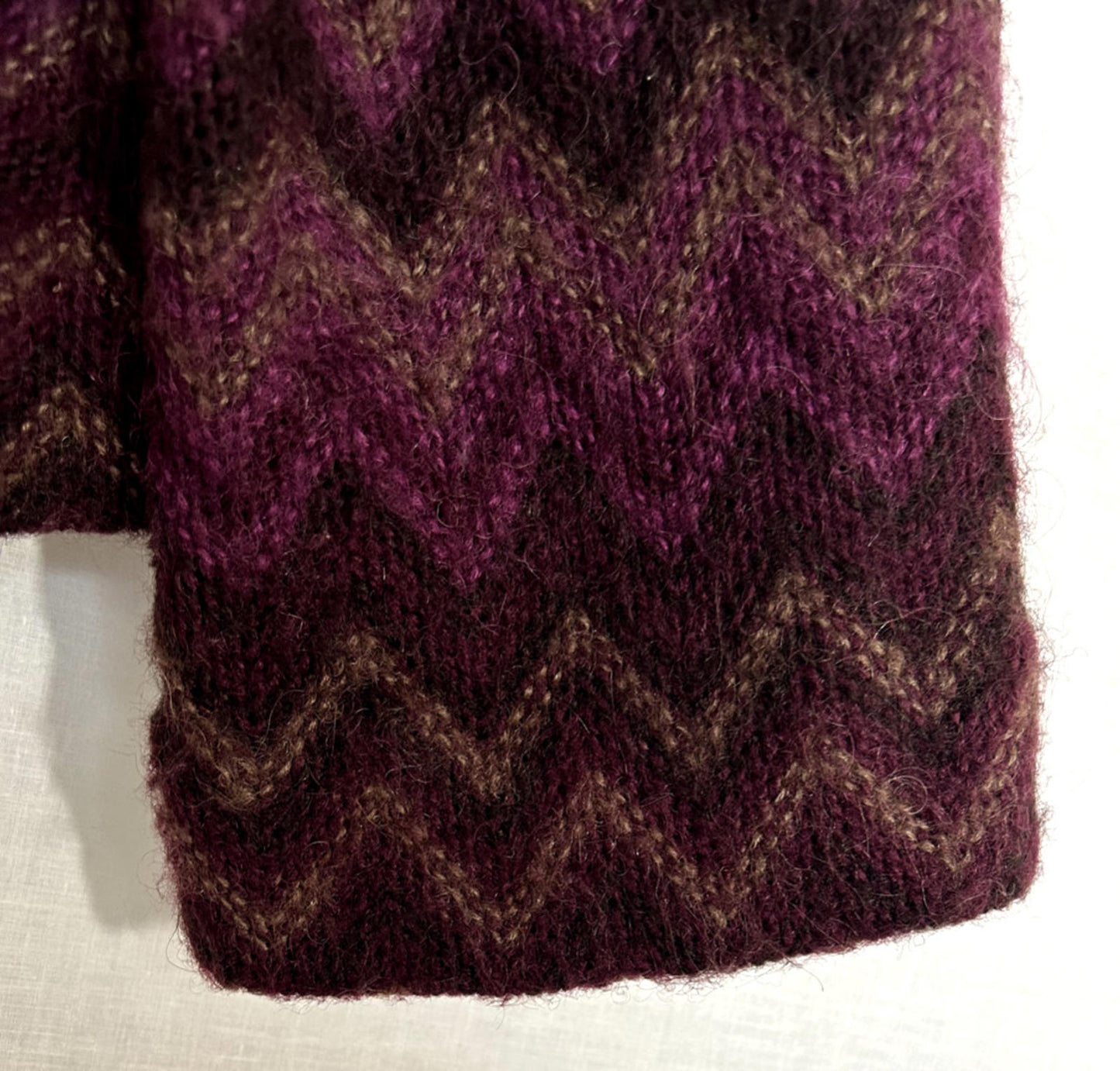 MONSOON Jacket Coat 14 Wool Y2K Vintage Purple Zig Zag Long Sleeves Lined