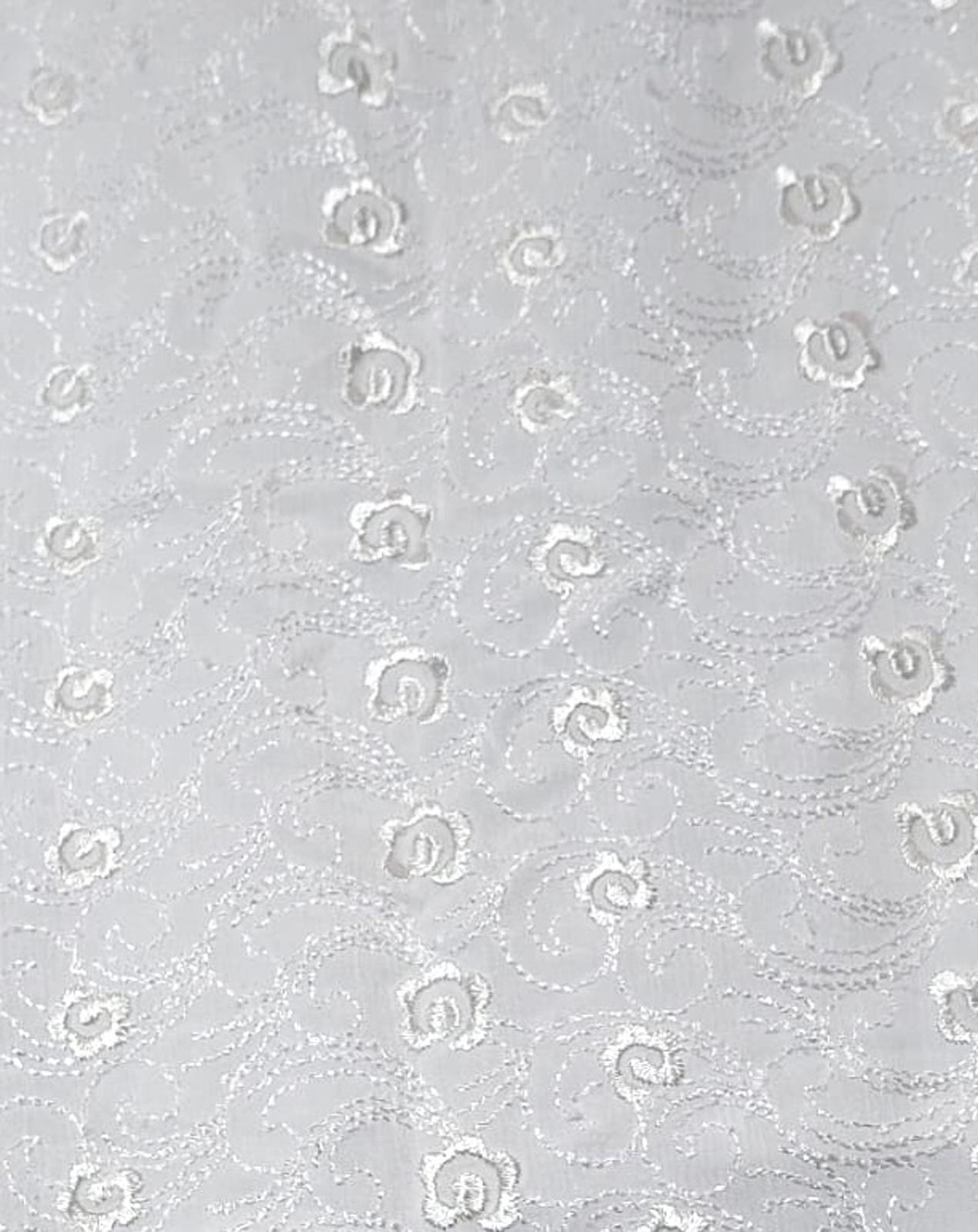 Kaftan Tunic OS White Cheesecloth Embroidered Notch Neckline