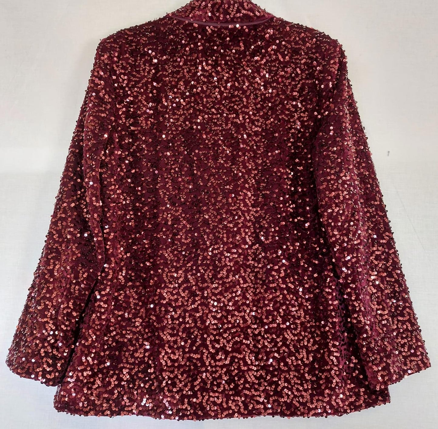 Evening Jacket 14 Deep Burgundy Sequins Lined Long Sleeves Stunning BNWOT