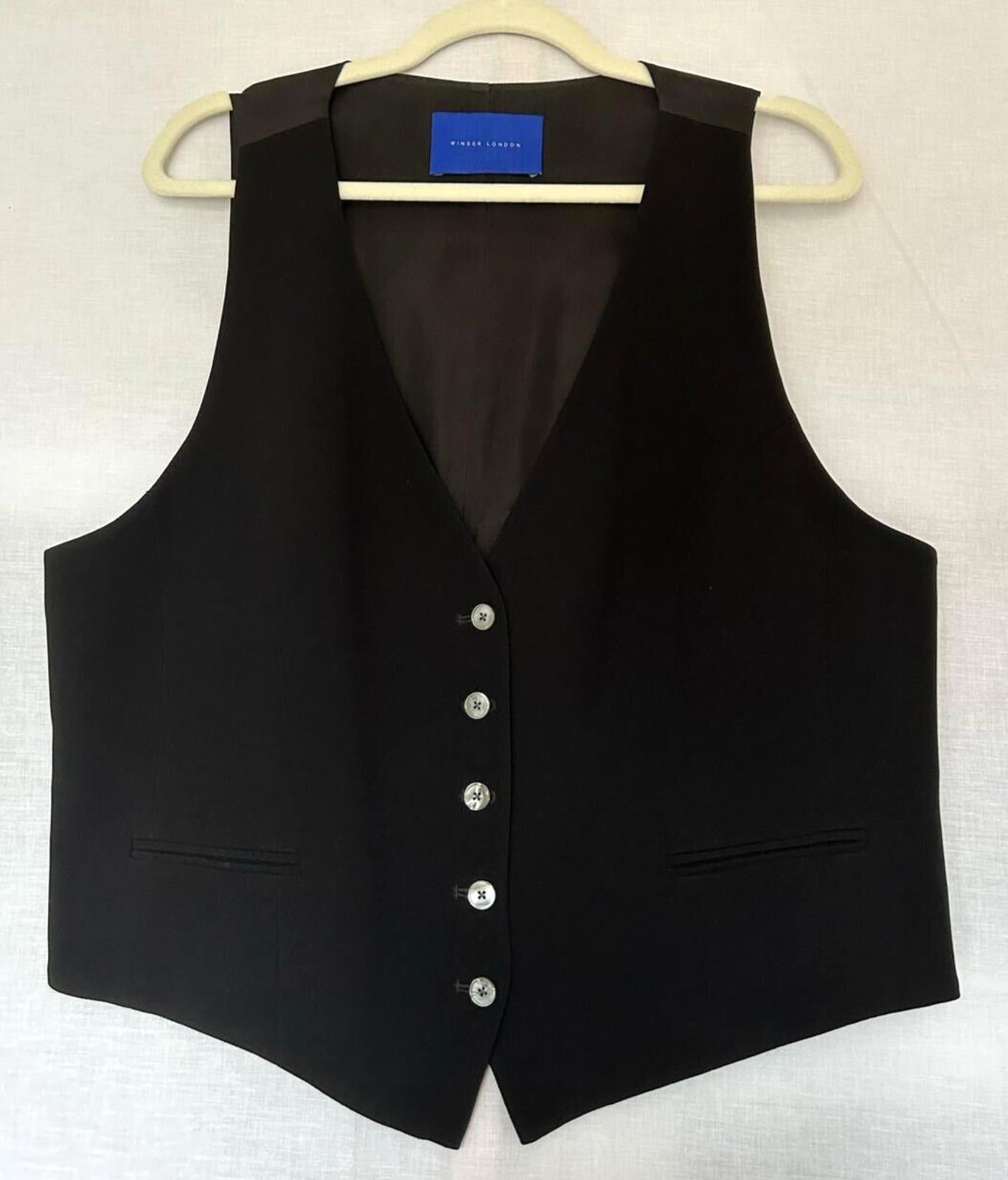 WINSER LONDON Waistcoat Large Satin Back Crepe V Neckline BNWOT