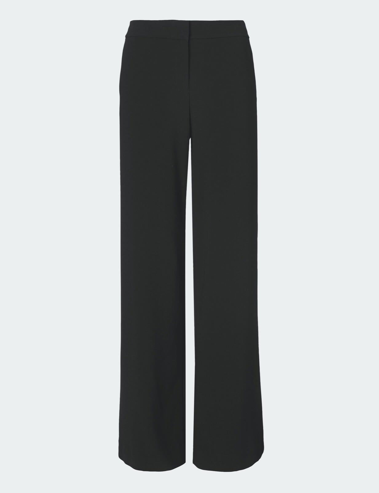 WINSER LONDON Trousers 18 Black Satin Back Crepe Wide Leg Flat Front Style