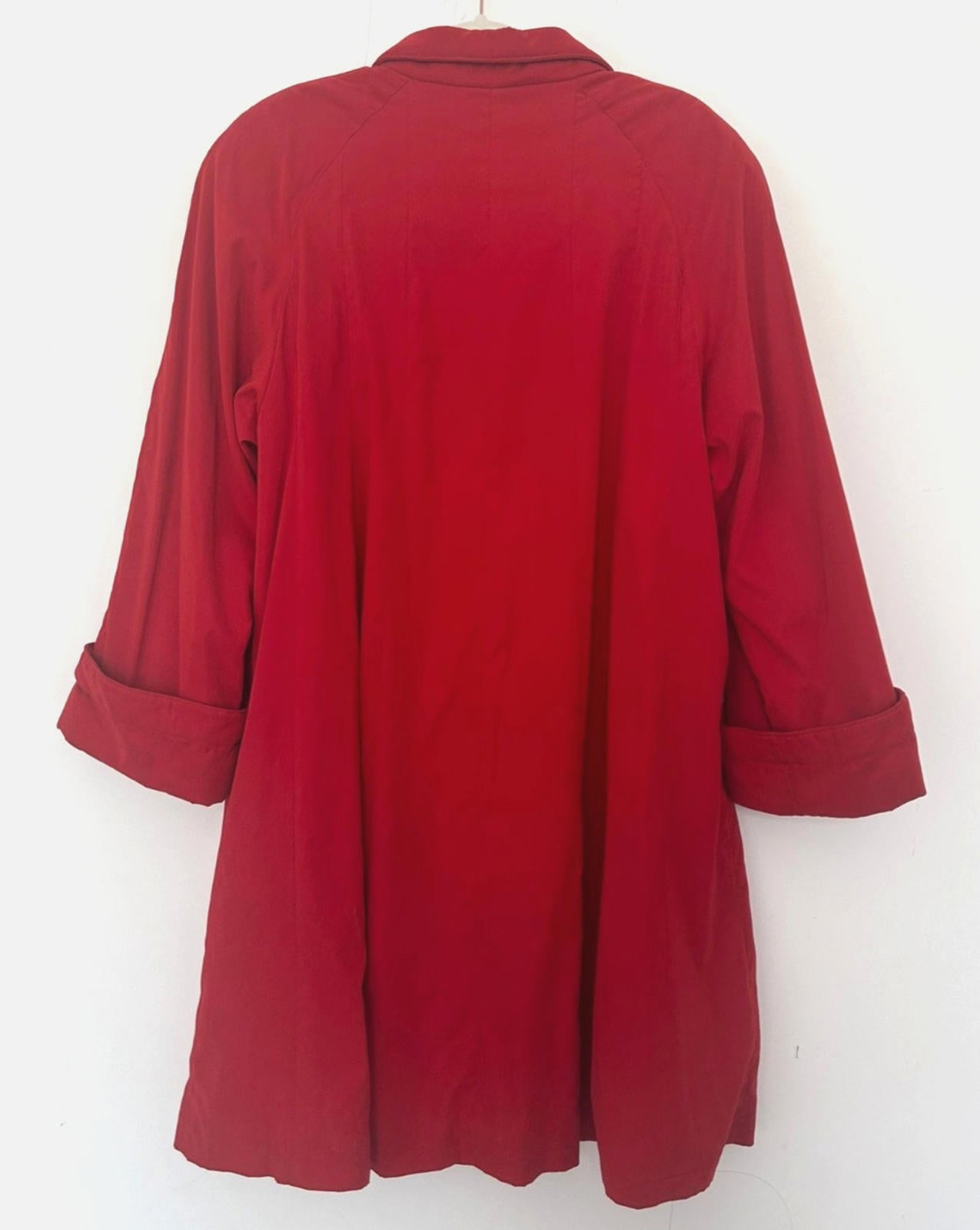 Trench Coat 14 Red Padded Collar & Cuffs Button Through Lined Long Sleeves
