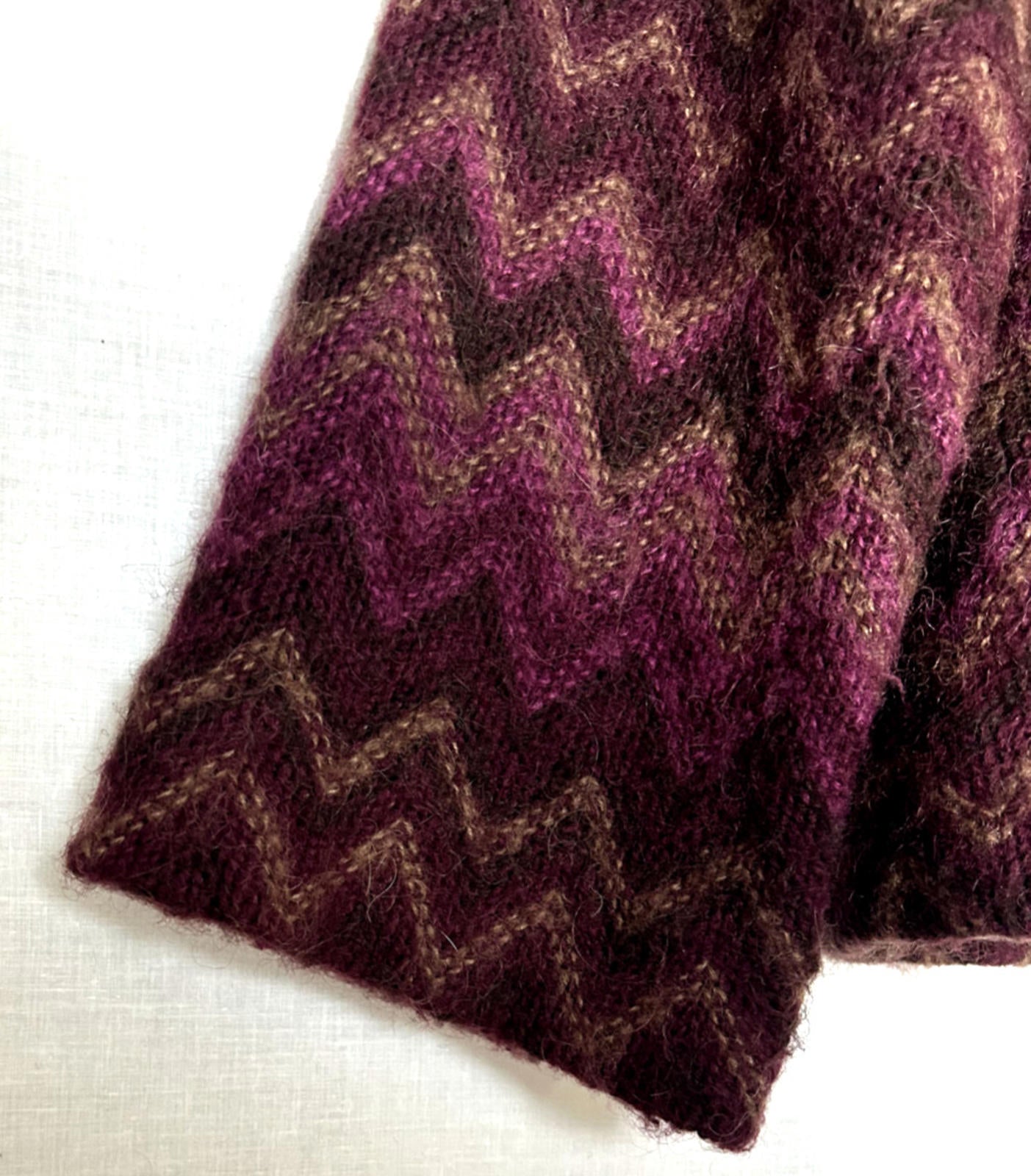 MONSOON Jacket Coat 14 Wool Y2K Vintage Purple Zig Zag Long Sleeves Lined