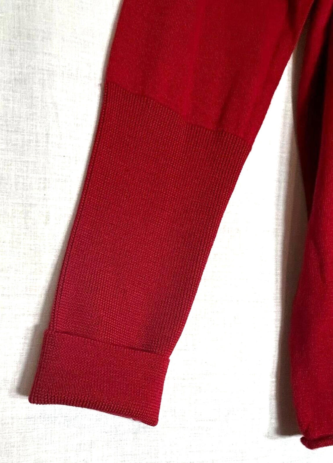 WINSER LONDON Jumper Large Lipstick Red Merino Wool Deep Turnback Cuffs L BNWT