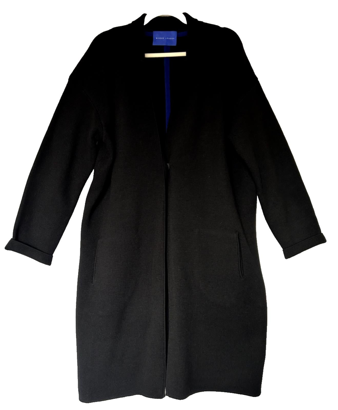 WINSER LONDON Coatigan XL Black Merino Wool Knit Pockets BNWOT
