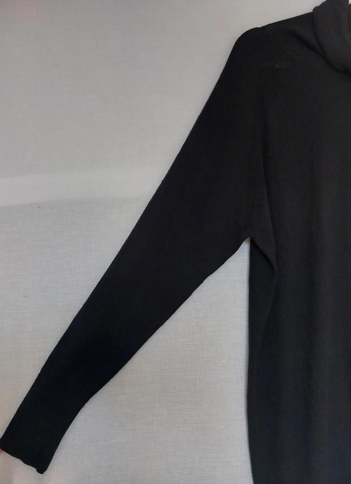 WINSER LONDON Roll Neck Jumper Large Black Lightweight Merino Wool Blend