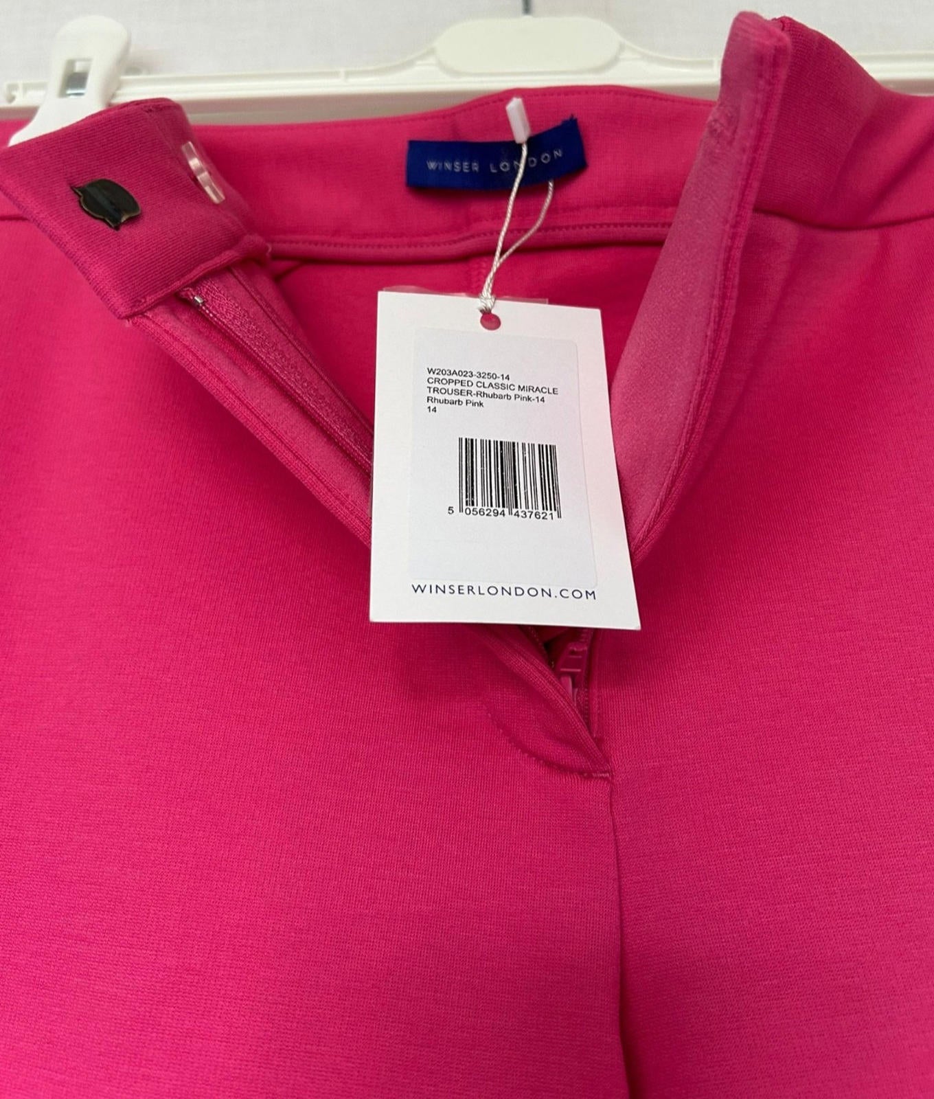 WINSER LONDON Cropped Trouser 14 Pink Classic Fit Zip Fastening Pockets BNWT