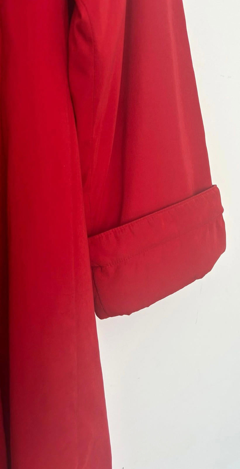 Trench Coat 14 Red Padded Collar & Cuffs Button Through Lined Long Sleeves