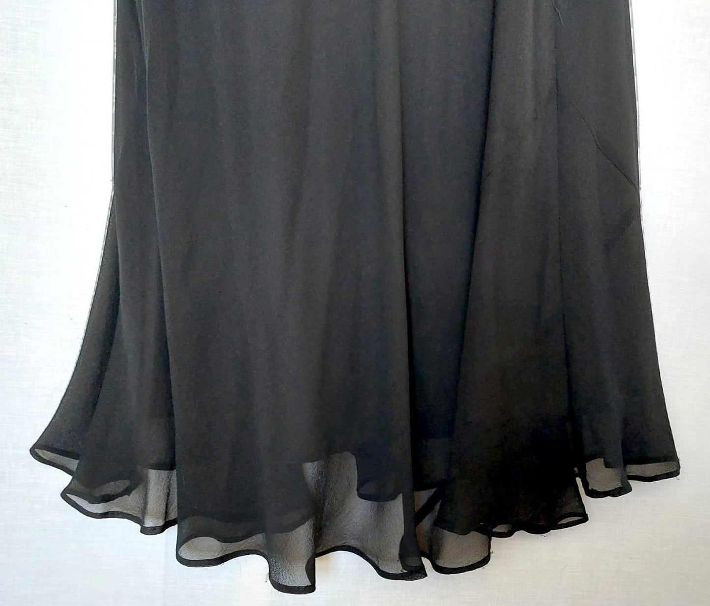 WINDSMOOR Evening Dress 12 Black 100% Silk Mid Length Lined