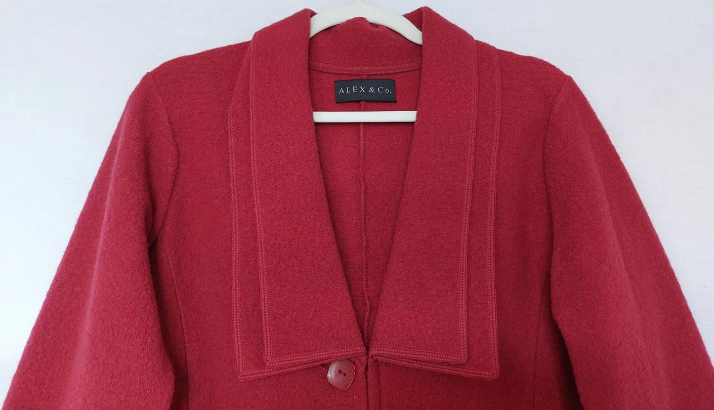 ALEX & CO Jacket 12 Red Wool Buttons Double Layered Collar